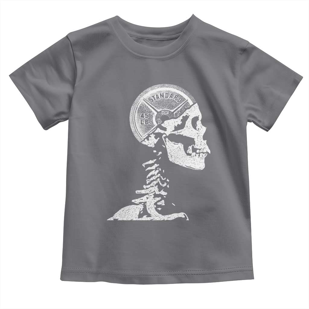 Funny Skeleton 45 lbs Plate Weight Lifting Gym Working Out Toddler T Shirt TS11 Charcoal Print Your Wear