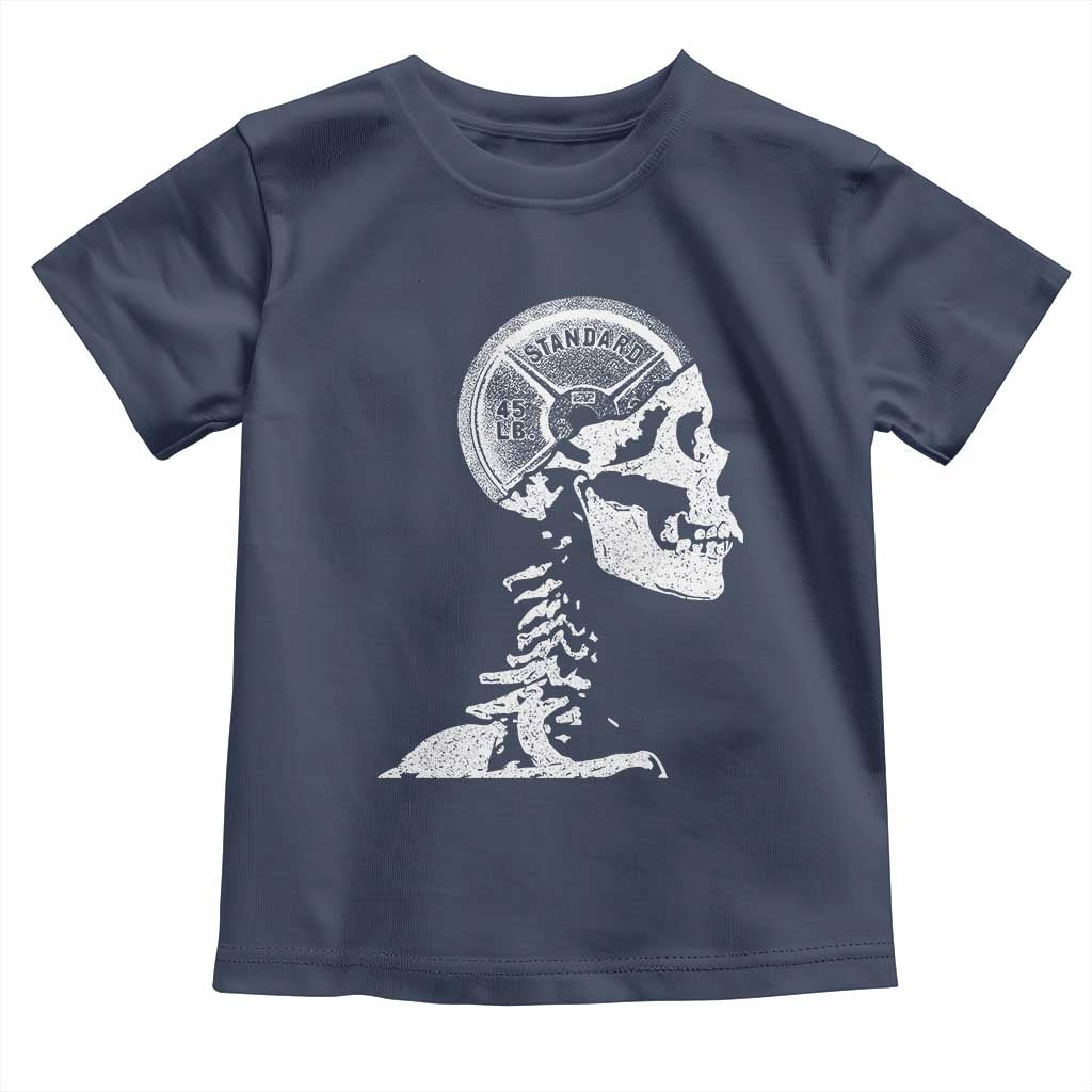 Funny Skeleton 45 lbs Plate Weight Lifting Gym Working Out Toddler T Shirt TS11 Navy Print Your Wear