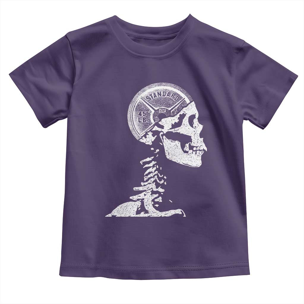 Funny Skeleton 45 lbs Plate Weight Lifting Gym Working Out Toddler T Shirt TS11 Purple Print Your Wear
