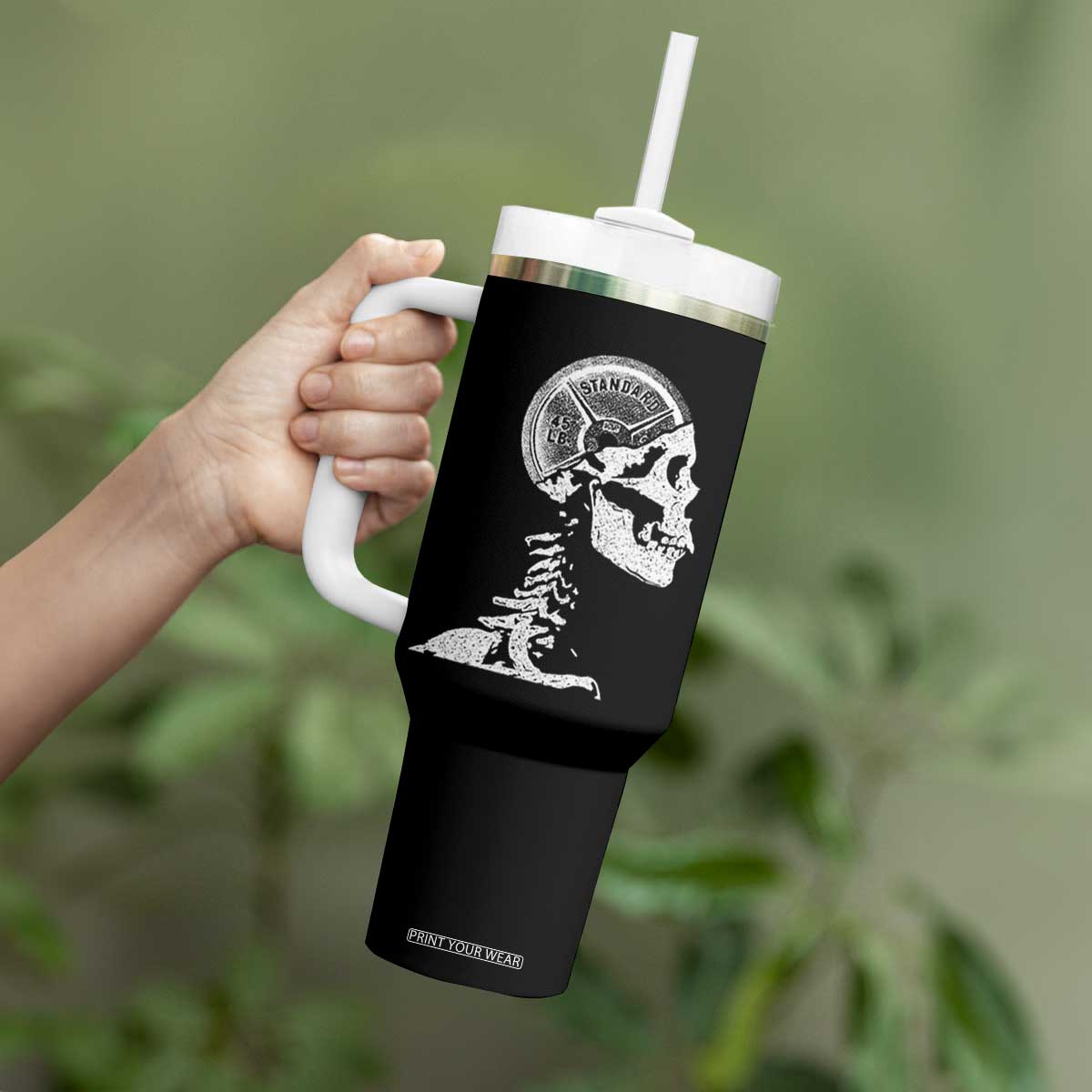 Funny Skeleton 45 lbs Plate Weight Lifting Gym Working Out Tumbler With Handle TS11 Print Your Wear