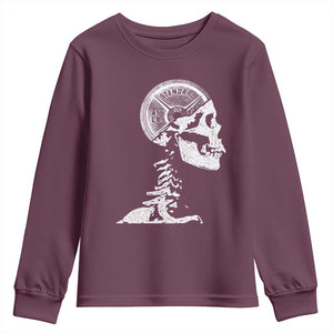 Funny Skeleton 45 lbs Plate Weight Lifting Gym Working Out Youth Sweatshirt TS11 Maroon Print Your Wear