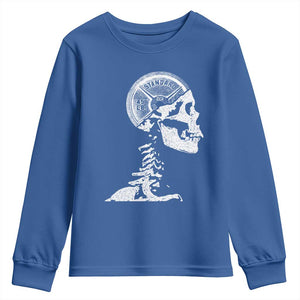 Funny Skeleton 45 lbs Plate Weight Lifting Gym Working Out Youth Sweatshirt TS11 Royal Blue Print Your Wear