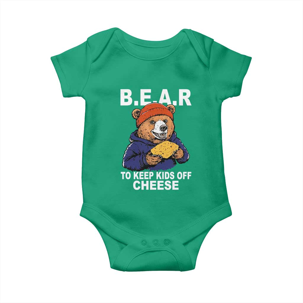 Funny Bear To Keep Kids Off Cheese Baby Onesie TS11 Irish Green Print Your Wear