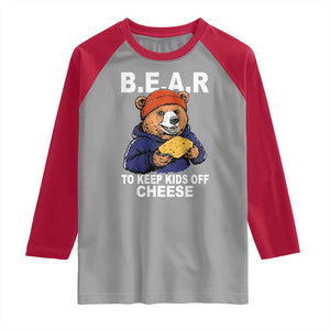 Funny Bear To Keep Kids Off Cheese Raglan Shirt TS11 Sport Gray Red Print Your Wear
