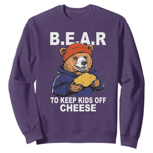 Funny Bear To Keep Kids Off Cheese Sweatshirt TS11 Purple Print Your Wear