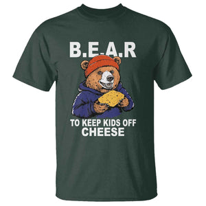 Funny Bear To Keep Kids Off Cheese T Shirt TS11 Dark Forest Green Print Your Wear