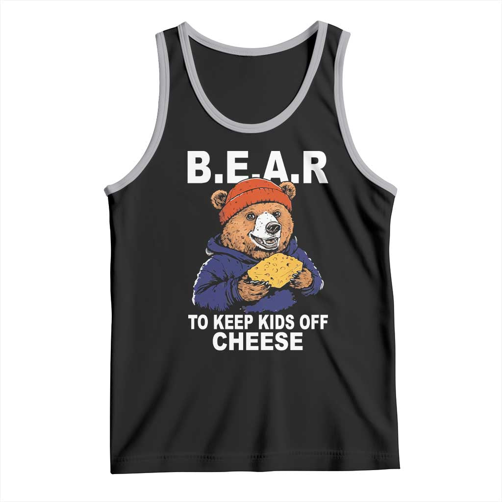 Funny Bear To Keep Kids Off Cheese Tank Top TS11 Black Athletic Heather Print Your Wear