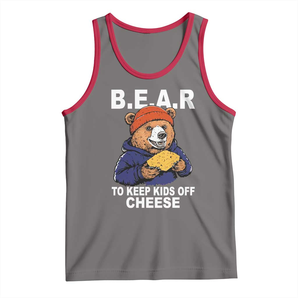 Funny Bear To Keep Kids Off Cheese Tank Top TS11 Deep Heather Red Print Your Wear