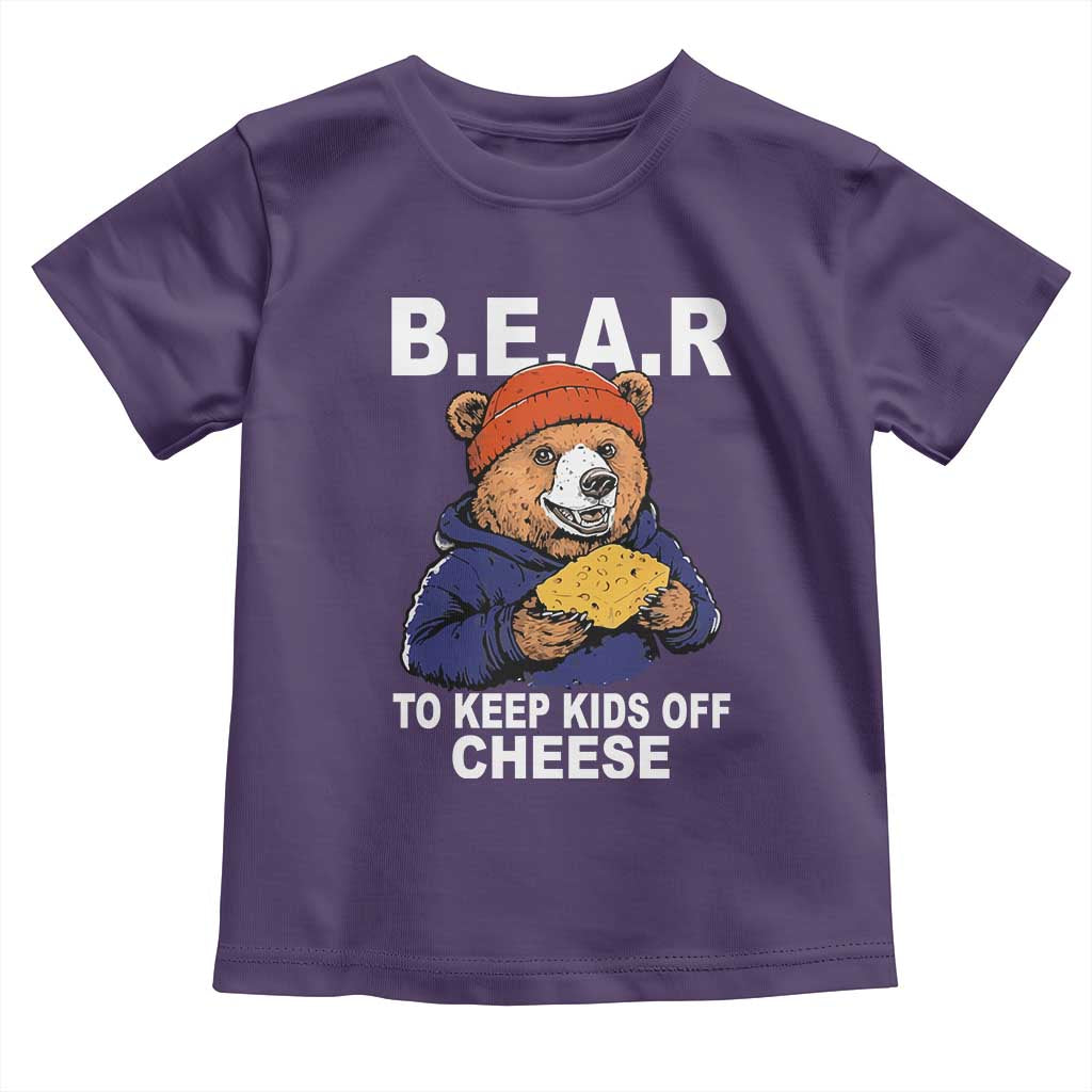 Funny Bear To Keep Kids Off Cheese Toddler T Shirt TS11 Purple Print Your Wear