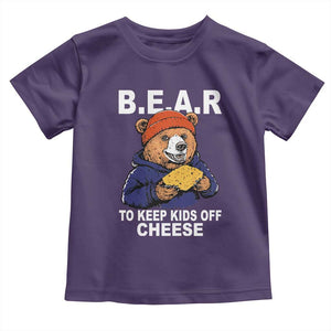 Funny Bear To Keep Kids Off Cheese Toddler T Shirt TS11 Purple Print Your Wear