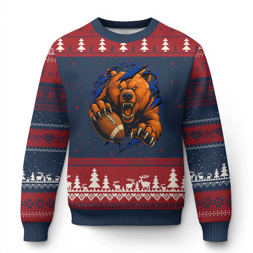Funny CFB Game Day Ugly Christmas Sweater Football Lover TS11 Navy Red Print Your Wear