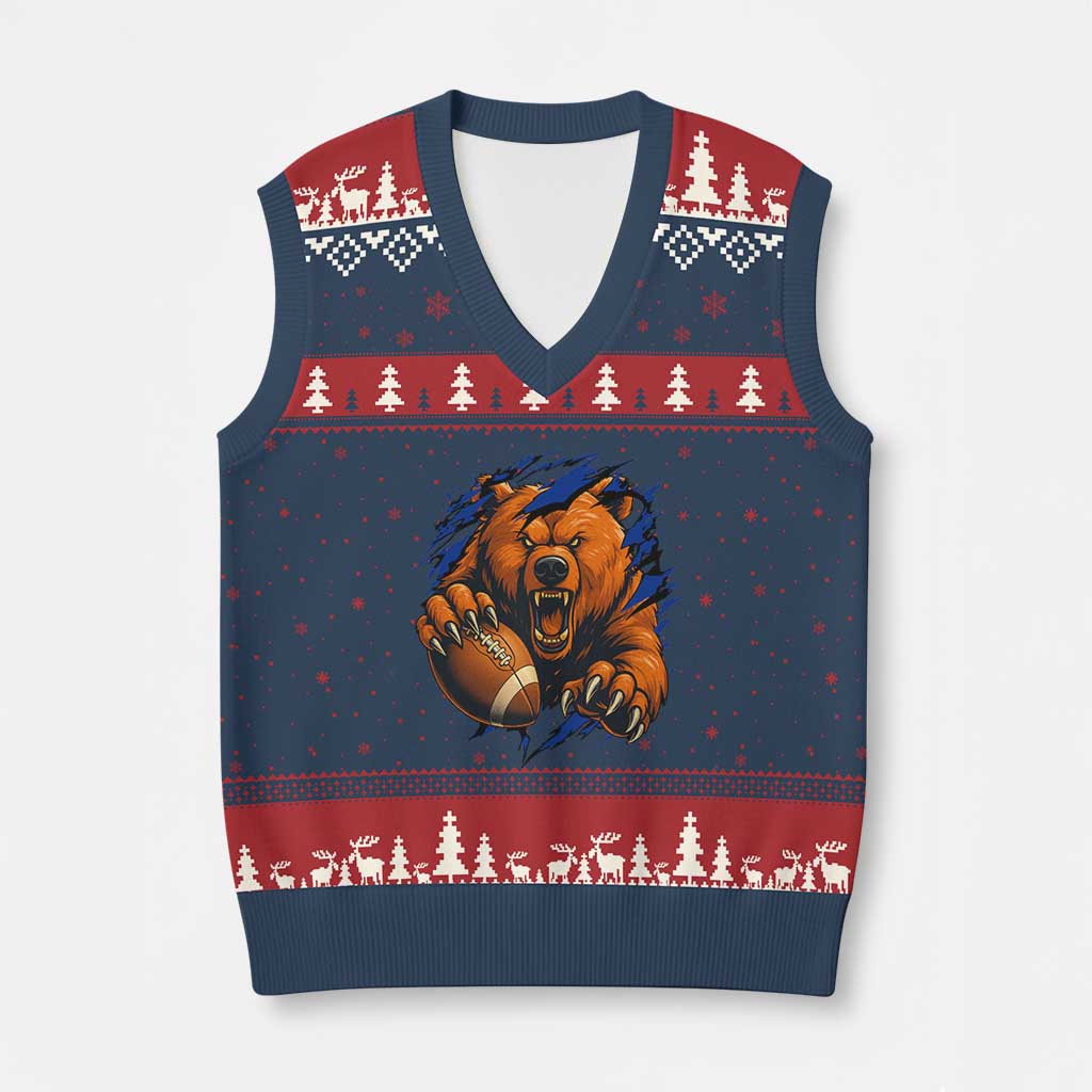 Funny CFB Game Day V-Neck Knit Sweater Vest Football Lover TS11 Navy Red Print Your Wear