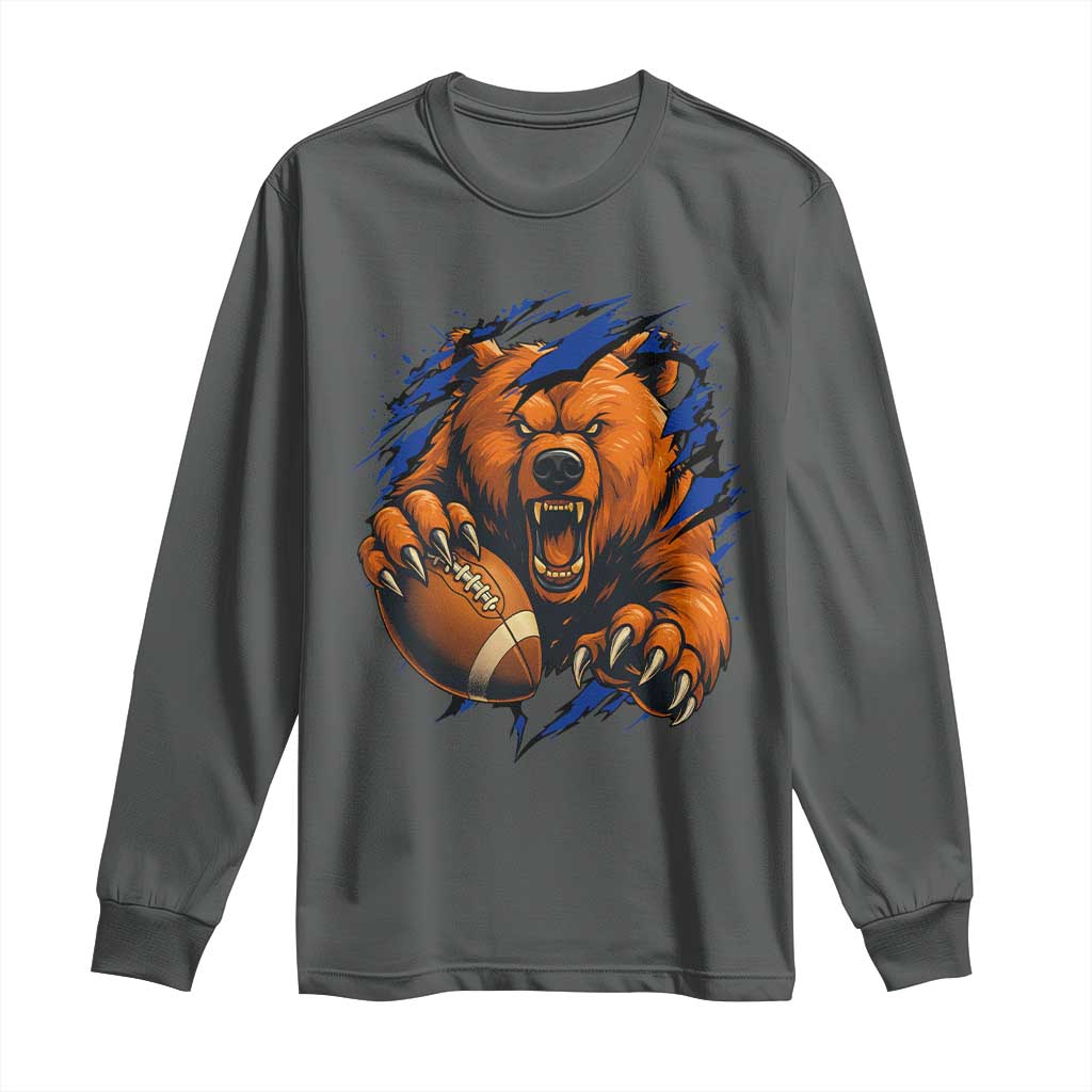 Funny CFB Game Day Long Sleeve Shirt Football Lover TS11 Dark Heather Print Your Wear