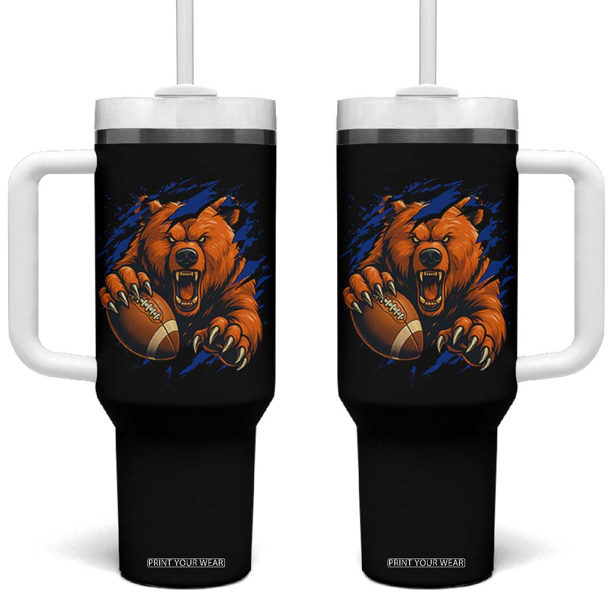 Funny CFB Game Day Tumbler With Handle Football Lover TS11 One Size: 40 oz Black Print Your Wear