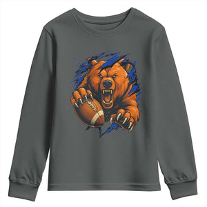 Funny CFB Game Day Youth Sweatshirt Football Lover TS11 Dark Heather Print Your Wear