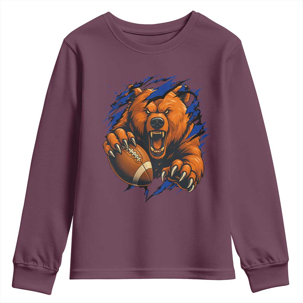 Funny CFB Game Day Youth Sweatshirt Football Lover TS11 Maroon Print Your Wear