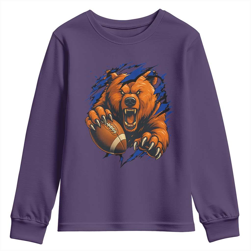 Funny CFB Game Day Youth Sweatshirt Football Lover TS11 Purple Print Your Wear
