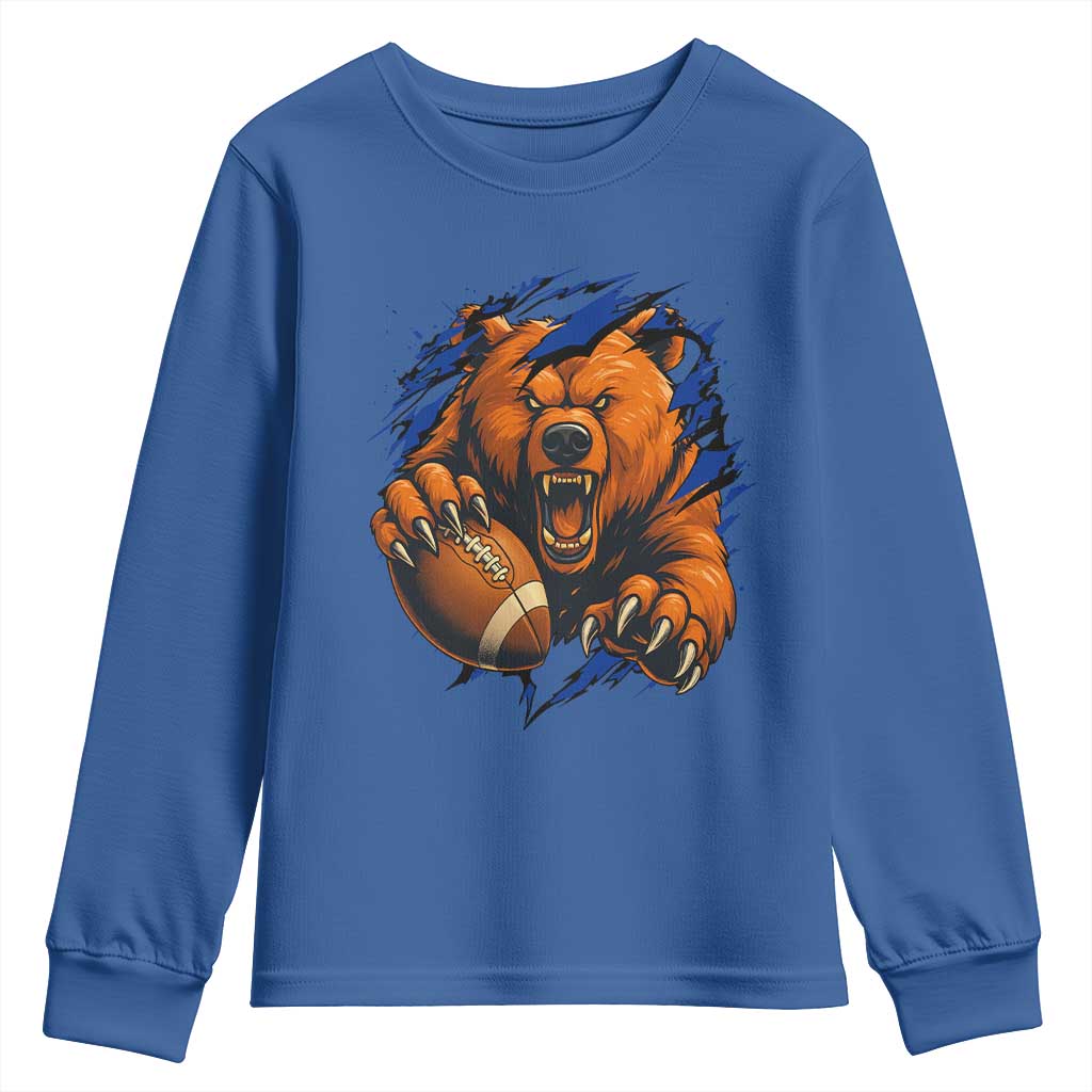 Funny CFB Game Day Youth Sweatshirt Football Lover TS11 Royal Blue Print Your Wear