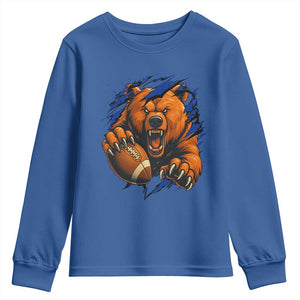 Funny CFB Game Day Youth Sweatshirt Football Lover TS11 Royal Blue Print Your Wear