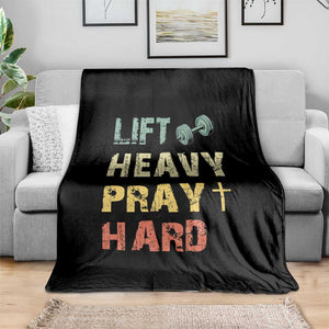 Lift Heavy Pray Hard Throw Blanket Christian Workout Jesus Gym Lifting Retro Cross TS11 Print Your Wear