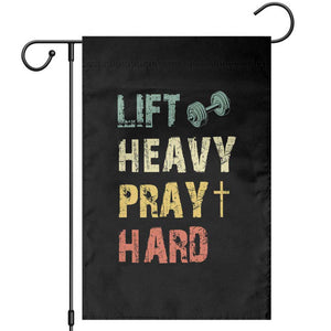 Lift Heavy Pray Hard Garden Flag Christian Workout Jesus Gym Lifting Retro Cross TS11 Black Print Your Wear