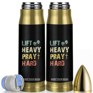 Lift Heavy Pray Hard Bullet Tumbler Christian Workout Jesus Gym Lifting Retro Cross TS11 Black Print Your Wear