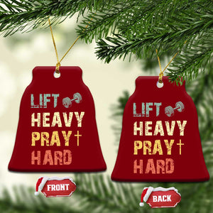Lift Heavy Pray Hard Ceramic Ornament Christian Workout Jesus Gym Lifting Retro Cross TS11 Print Your Wear