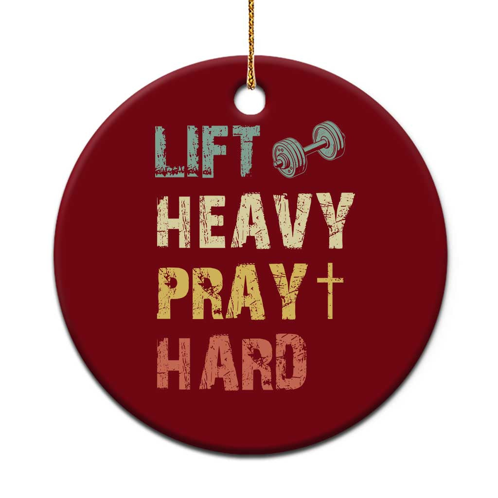 Lift Heavy Pray Hard Ceramic Ornament Christian Workout Jesus Gym Lifting Retro Cross TS11 1pc Red Print Your Wear