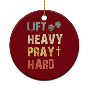 Lift Heavy Pray Hard Ceramic Ornament Christian Workout Jesus Gym Lifting Retro Cross TS11 1pc Red Print Your Wear