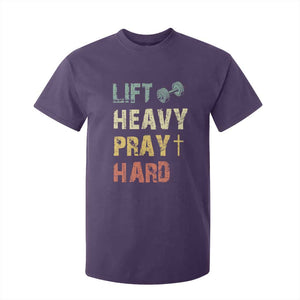 Lift Heavy Pray Hard T Shirt For Kid Christian Workout Jesus Gym Lifting Retro Cross TS11 Purple Print Your Wear