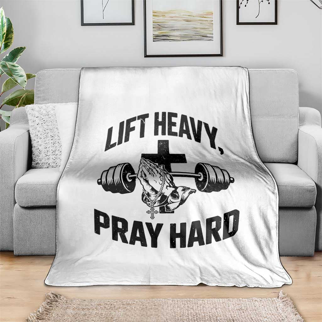 Lift Heavy Pray Hard Throw Blanket Christian Workout Jesus Gym Lifting TS11 Print Your Wear