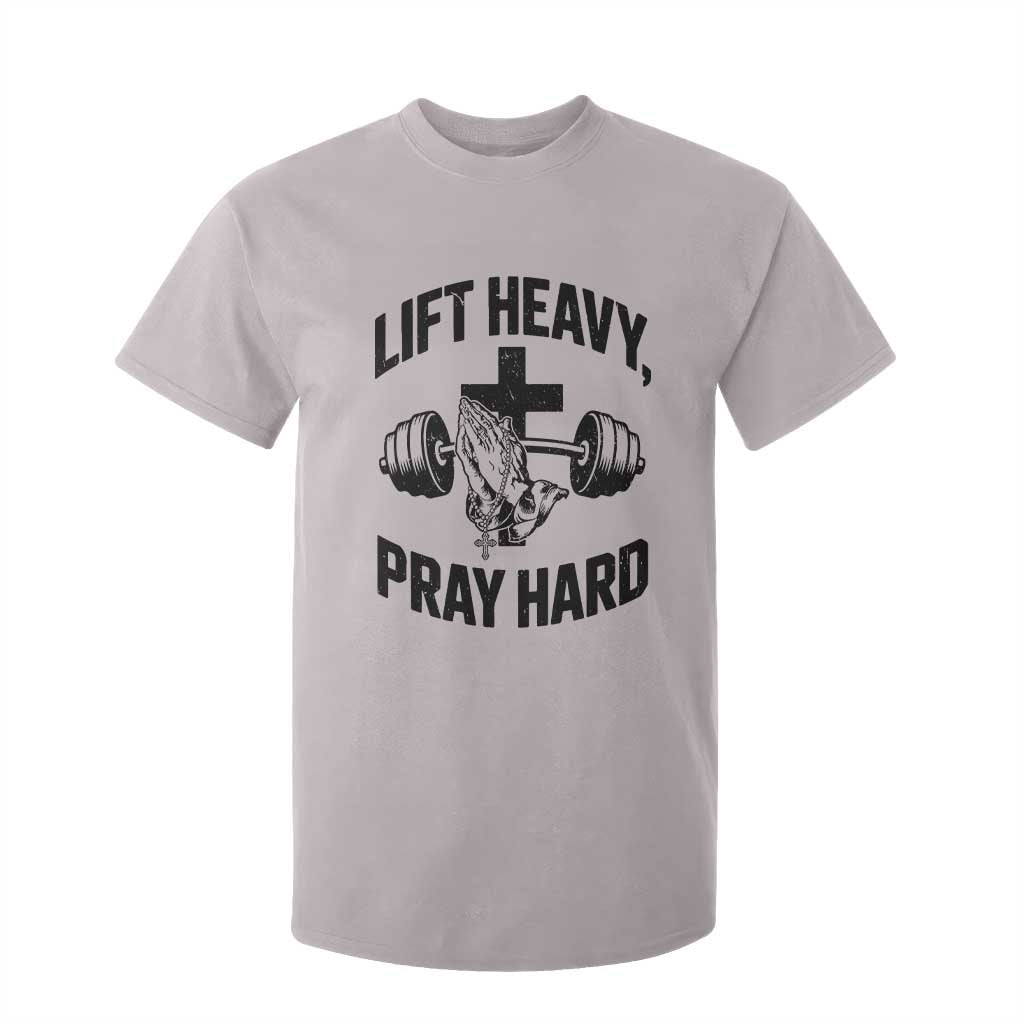 Lift Heavy Pray Hard T Shirt For Kid Christian Workout Jesus Gym Lifting TS11 Ice Gray Print Your Wear
