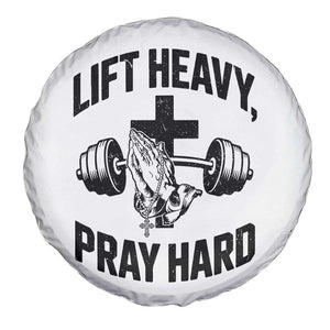 Lift Heavy Pray Hard Spare Tire Cover Christian Workout Jesus Gym Lifting TS11 Print Your Wear
