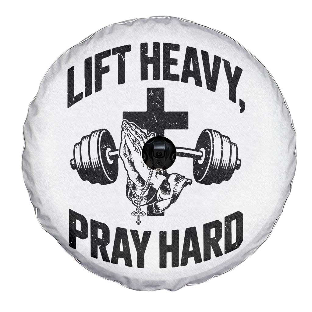 Lift Heavy Pray Hard Spare Tire Cover Christian Workout Jesus Gym Lifting TS11 Print Your Wear