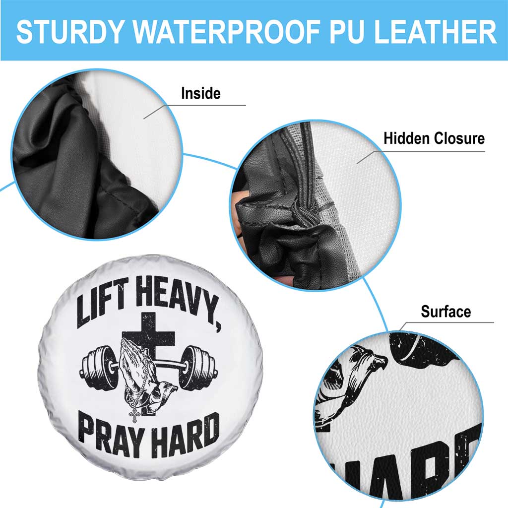 Lift Heavy Pray Hard Spare Tire Cover Christian Workout Jesus Gym Lifting TS11 Print Your Wear