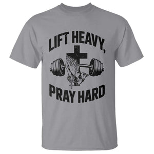 Lift Heavy Pray Hard T Shirt Christian Workout Jesus Gym Lifting TS11 Sport Gray Print Your Wear