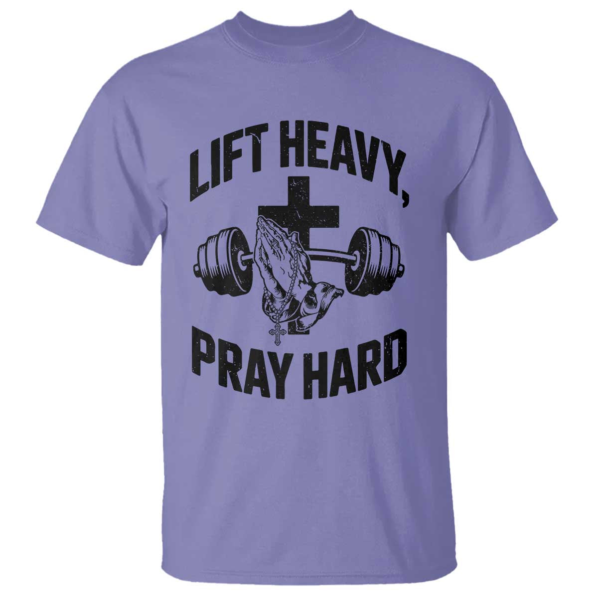 Lift Heavy Pray Hard T Shirt Christian Workout Jesus Gym Lifting TS11 Violet Print Your Wear