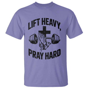Lift Heavy Pray Hard T Shirt Christian Workout Jesus Gym Lifting TS11 Violet Print Your Wear