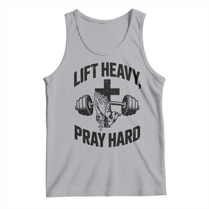 Lift Heavy Pray Hard Tank Top Christian Workout Jesus Gym Lifting TS11 Athletic Heather Print Your Wear