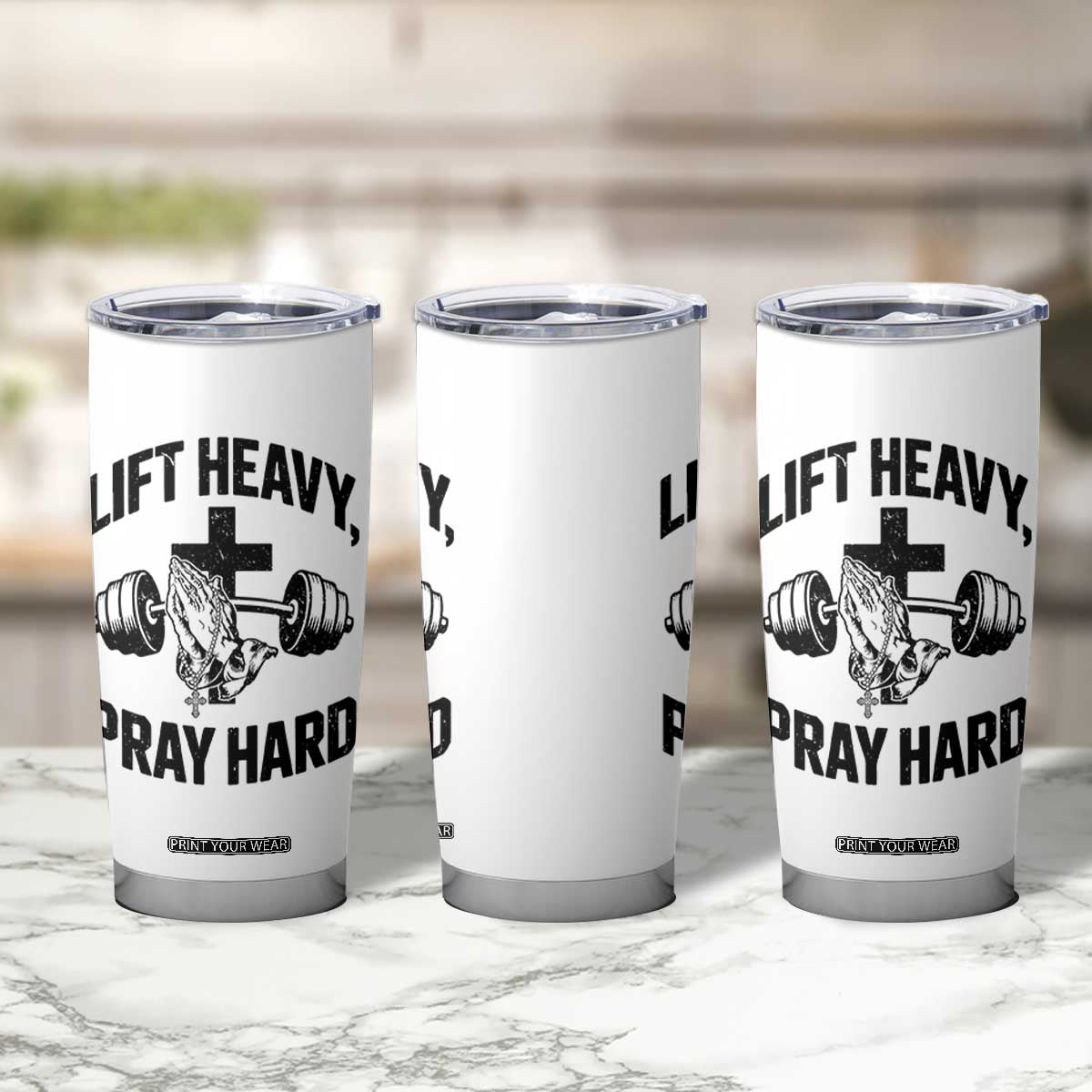 Lift Heavy Pray Hard Tumbler Cup Christian Workout Jesus Gym Lifting TS11 Print Your Wear
