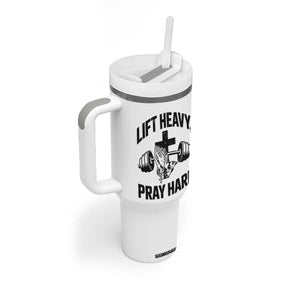 Lift Heavy Pray Hard Tumbler With Handle Christian Workout Jesus Gym Lifting TS11 Print Your Wear