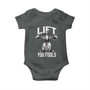 Funny Lift You Fools Baby Onesie Swole Wizard Weightlifting Bodybuilding Gym Fitness TS11 Dark Heather Print Your Wear