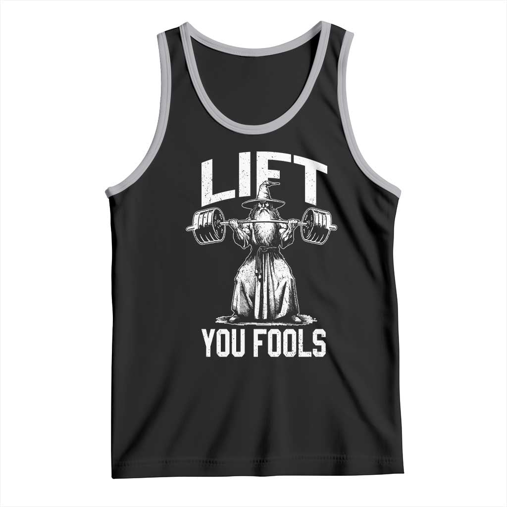 Funny Lift You Fools Tank Top Swole Wizard Weightlifting Bodybuilding Gym Fitness TS11 Black Athletic Heather Print Your Wear