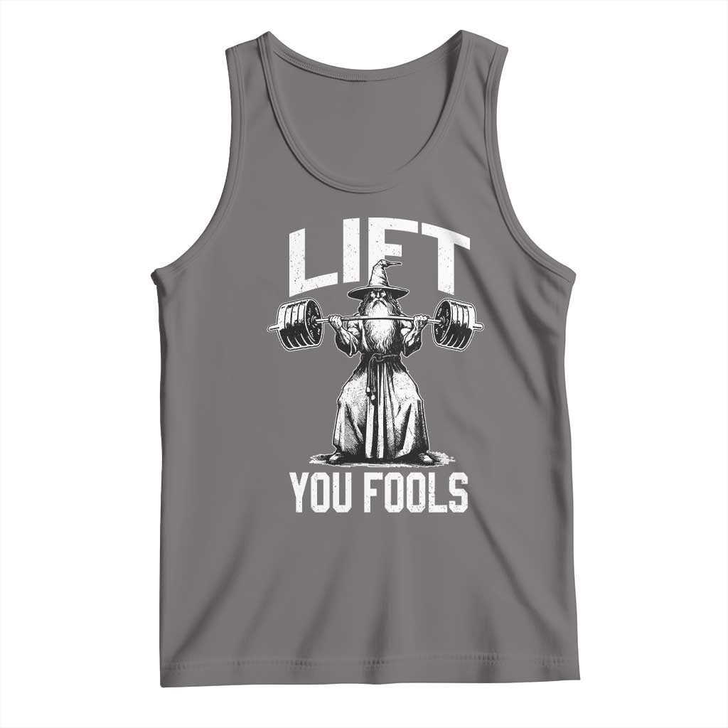 Funny Lift You Fools Tank Top Swole Wizard Weightlifting Bodybuilding Gym Fitness TS11 Deep Heather Print Your Wear