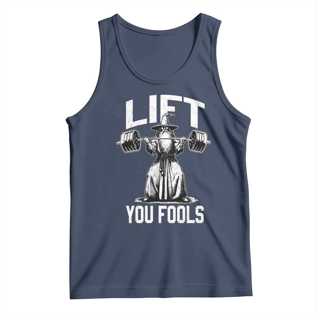 Funny Lift You Fools Tank Top Swole Wizard Weightlifting Bodybuilding Gym Fitness TS11 Navy Print Your Wear