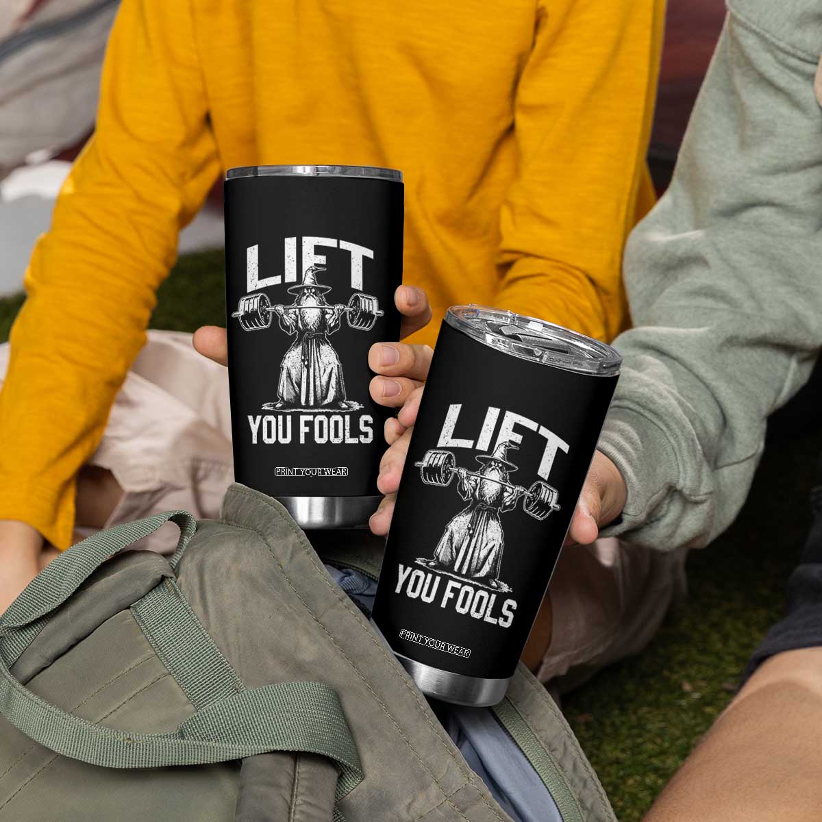Funny Lift You Fools Tumbler Cup Swole Wizard Weightlifting Bodybuilding Gym Fitness TS11 Print Your Wear
