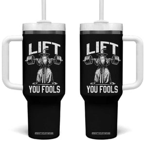Funny Lift You Fools Tumbler With Handle Swole Wizard Weightlifting Bodybuilding Gym Fitness TS11 One Size: 40 oz Black Print Your Wear
