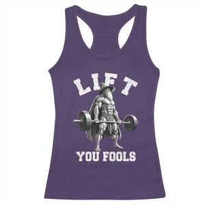 Funny Lift You Fools Racerback Tank Top Swole Wizard Weightlifting Bodybuilding Gym TS11 Purple Print Your Wear