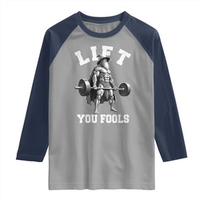 Funny Lift You Fools Raglan Shirt Swole Wizard Weightlifting Bodybuilding Gym TS11 Sport Gray Navy Print Your Wear