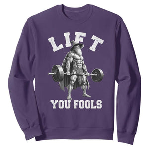 Funny Lift You Fools Sweatshirt Swole Wizard Weightlifting Bodybuilding Gym TS11 Purple Print Your Wear